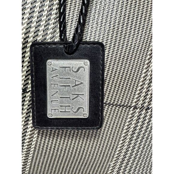 Saks Fifth Avenue Vegan Leather Backpack Tote Handbag Brown & Tan Plaid Unisex - Picture 5 of 9